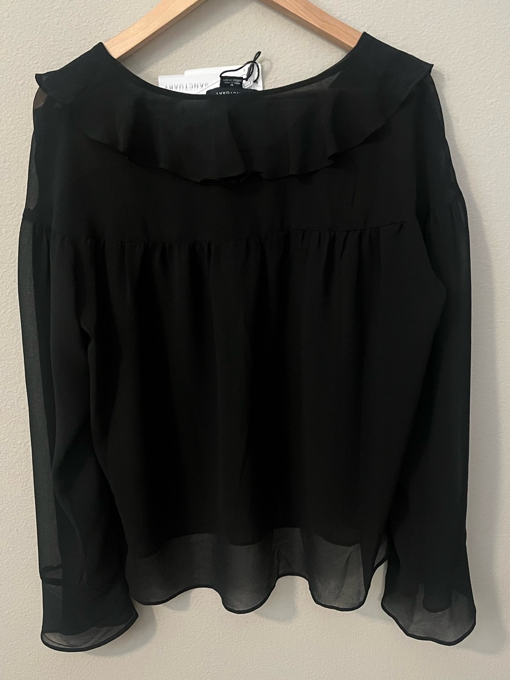 Sanctuary Chiffon V-Neck Blouse Top in Black NWT - Picture 3 of 8